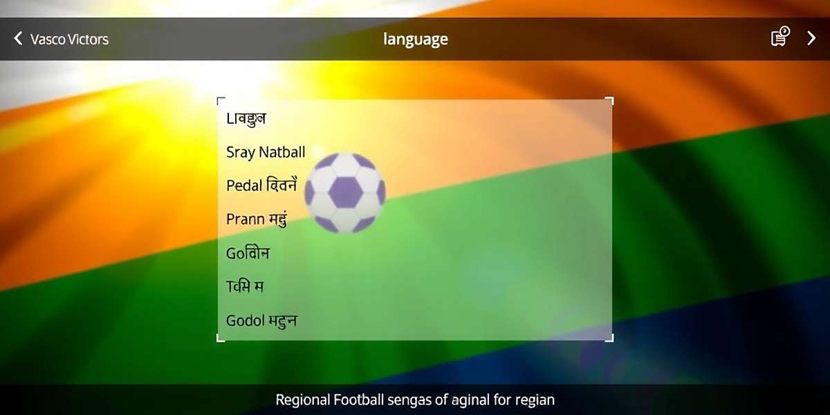 Vasco Victors Language Localization Vasco Victors language selection screen showing various Indian language options with regional football imagery